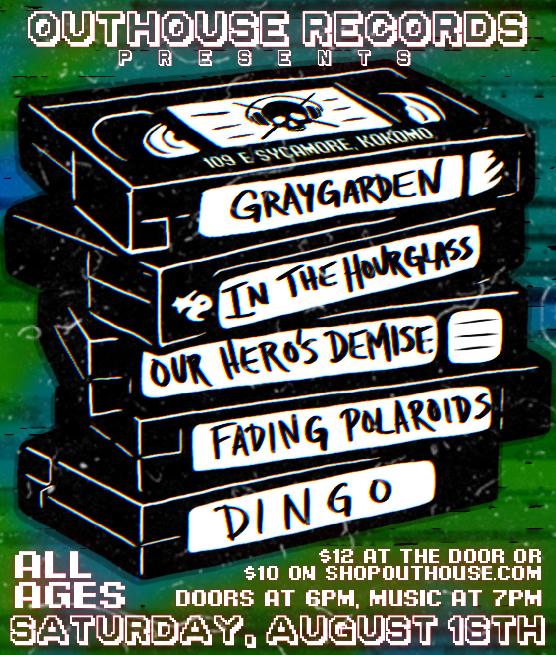 TICKET - Graygarden, In the Hourglass, Our Hero’s Demise, Fading Polaroids, and Dingo live at Outhouse Records
